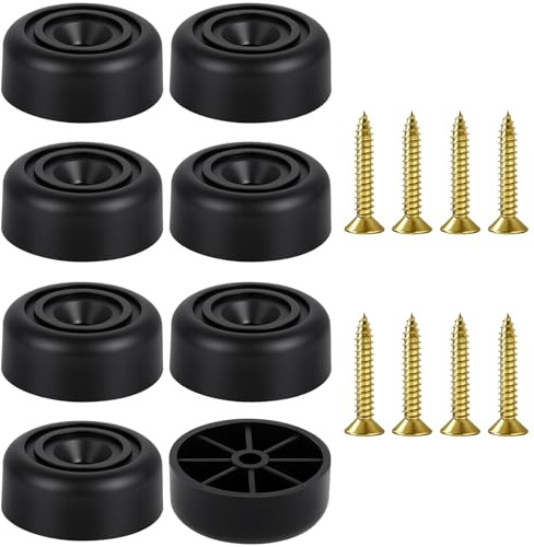 NUTKIT 8PCS Pieds de Meubles Ronds à Visser, 33*13mm Pieds D'armoire en Plastique, pieds de Meubles Ronds en Plastique avec Vis, Pied De Meuble Noir Antidérapants, Pour Armoire, Canapé, Chaise, Table