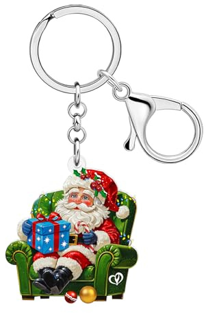 LONYOO Portachiavi in acrilico con Babbo Natale, regalo di Natale per donne, grazioso portachiavi di Natale, accessori per borse, Verde, Medium