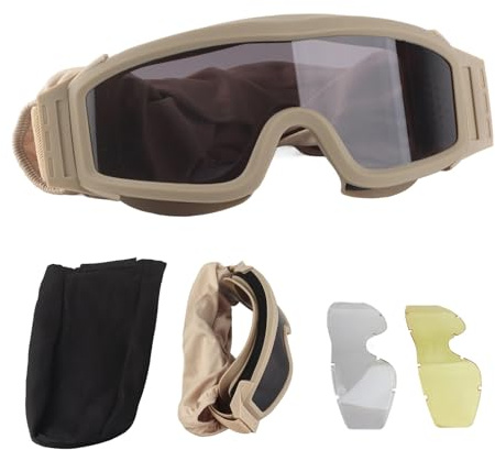 Thonlai Lunettes Anti-criquet du Désert, Lunettes D'extérieur Coupe-vent et Anti-sable avec 2 Lentilles, Lunettes de Sport Professionnelles Anti-poussière Faciles à Nettoyer pour les