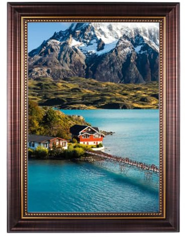Marcos Vintage A4 (21 X 29,7 cm), Marco Fotos A4 Barroco con Gancho Ajustable para Colgar y Soporte, Apto para Colocarlo en Horizontal O en Vertical, Ideal para Fotografías, Imágenes, Pósters (Marrón)