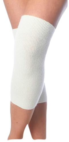 CzSalus Offerta 2 pz Ginocchiera o gomitiera Elastica con Calda Lana d'Angora (Ecru, Unica)
