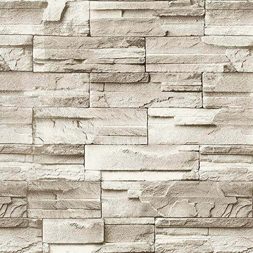Jeweluck Faux Stone Wallpaper Peel and Stick Brick Wallpaper 17.7”×118.1”