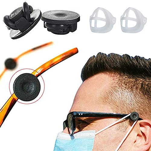 Porte-masque de boutons pour lunettes, Soulager la douleur causée par le port de masque, Masque de silicone 3D stent comme cadeau, Accessoires de clips de masques de visage ajustables (2PCS)