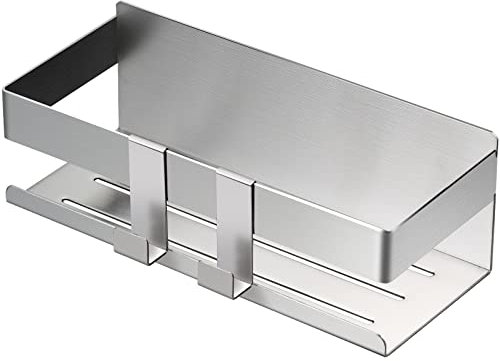 Xiumeso Duschablage aus Edelstahl 304, ohne Bohren, selbstklebende Duschkorb Badregal, Shampoo Halterung Duschgelhalter Badezimmer Regal perfekter Halt, Badezimmerregal, mit 2 Haken