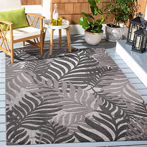 SANAT Outdoor Teppich Wetterfest - Outdoorteppiche für den Innen und Außenbereich, Balkon Teppich Wasserabweisend, Strapazierfähige Teppiche für Terrasse Garten und Wohnzimmer, Grau 140 x 200 cm
