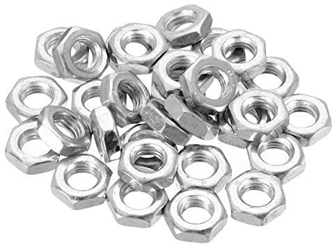 PATIKIL M7 x 1.0 Steel Hex Nuts, 30 Pack Metric Thread Zinc Plated Finished Hardware Nuts Screw Bolt Fasteners 4mm Height