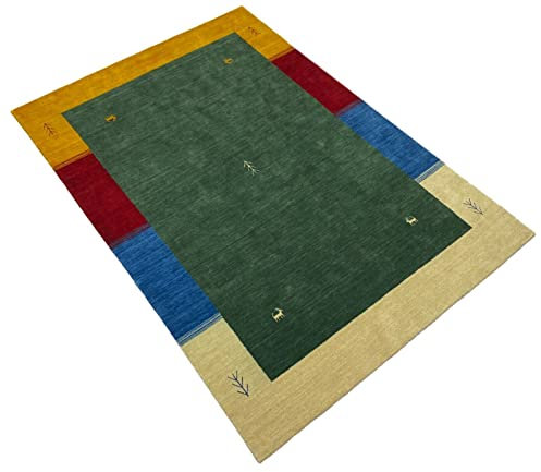 Orientmatta Gabbeh grön Loom matta, handgjord, 100 % ull, 200 x 300 cm