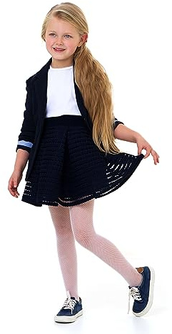 LORES Collant A Rete Per Bambini Ragazze Colori Solidi Elegante Casual Confortevole Balletto Cosplay Costume di Halloween Danza Collant Scuola di Pizzo, Bianco 9/10 anni (134-140 cm)