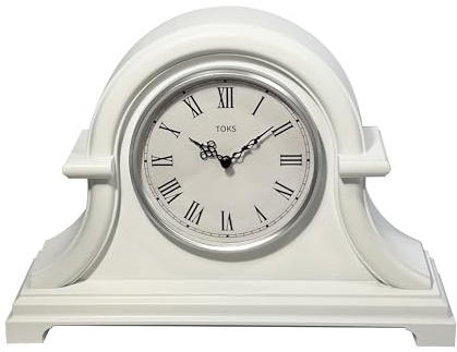 Lily's Home Reloj de Mesa Napoleón de 33 x 25 cm con Movimiento de Cuarzo, Ideal para Sala de Estar, Escritorio Vintage, Cocina Retro, decoración de Granja, Chimenea (Blanco)
