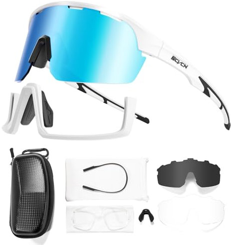 SCVCN Fahrradbrille Sonnenbrille Polarisiert MTB Brille Radbrille Sportbrille Rennrad Radsport Laufen Fahrerbrille Baseball Angeln Herren Damen
