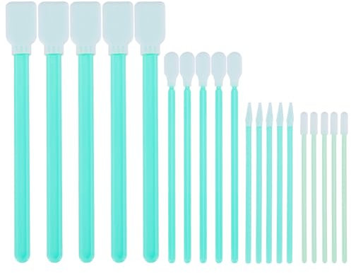 GORGECRAFT 100pz 4 Stili Bastoncini di Tamponi di Pulizia in Schiuma Bastoncini di Tamponi con Punta in Spugna Senza Polvere Kit Bastoncini di Cotone Quadrati Rotondi Rettangolari per Scanner Lenti