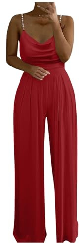 Duohropke Combinaisons pour femmes, Combinaison pour femmes mariage festif élégant Combinaison longue jambe large Combinaisons Onesie pour femmes dentelle pantalon de soirée robe de mariée invitée