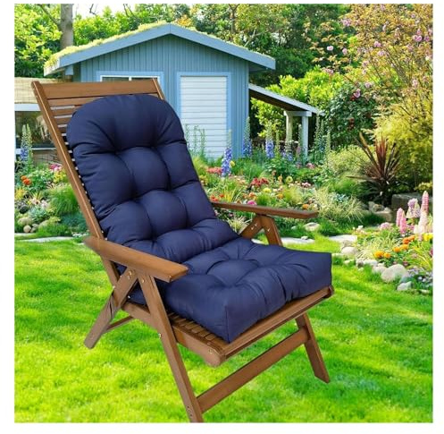 Cojín Tumbona Reclinable，Cojines Para Tumbonas ，Cojines Para Silla De Jardin, Sillón Reclinable Cojines Para Tumbonas Colchoneta Patio Exterior Jardín Silla Para Exteriores Cojín Suave(Navy Blue)