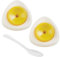 Picadora de huevos, utensilio de cocina para huevos duros, cortador de huevos con aguja retráctil y afilada, 2 unidades, color amarillo claro, incluye cuchara