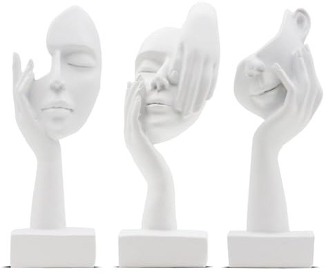Irayin 3 Pcs Thinker Statue, Modern Home Resin Sculptures, Abstract Art Ornaments Modern Home Decor, Collectible Figurines for Living Room, Office, Bookshelf, Desktop(White)