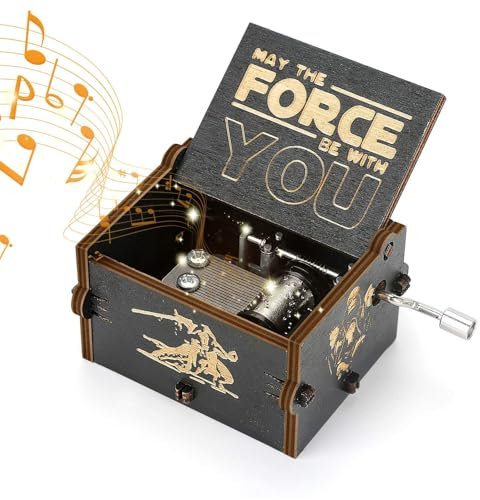 Snorthy Wooden Hand Crank Music Box Classical Star-Wars Music Box Antique Carved Musical Box Home Decoration Crafts Gift for Wife Girlfriend Mother Christmas Birthday Valentine's Day