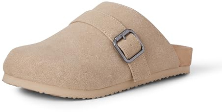 Amazon Essentials Women's Comfort Clogs, Available With and Without Faux Shearling Lining, Taupe Faux Suede, 11
