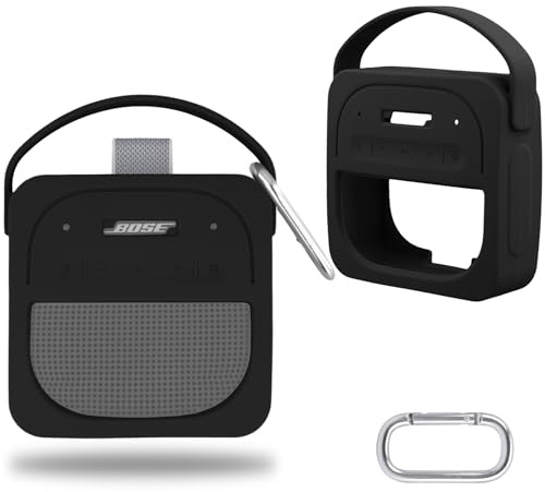 co2CREA silikonskal bärväska för Bose ny bärbar SoundLink Micro 2 gen högtalare, bärbar ultralätt silikon skyddande fodral med karbinhake och axelrem
