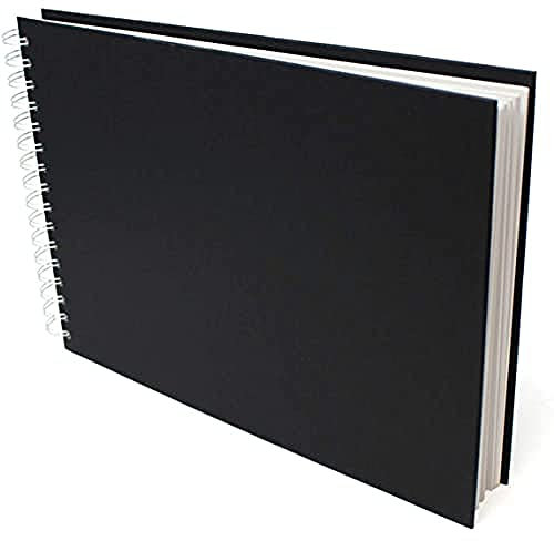Artway Studio - A4 Quaderno da disegno spiralato - Paesaggio - 96 facciate/48 pagine di carta a cartuccia da 170 gsm - Quaderno per schizzi cartonato nero