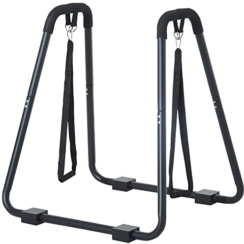 HOMCOM Dip Station Parallele con Passanti e Maniglie Imbottite in Acciaio 90 x 81 x 92.5cm Nero