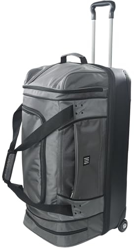 FUL Workhorse 30 Inch Rolling Duffel Bag, Split-Level Checked Travel Luggage with Hardshell Base and Wheels, Grey