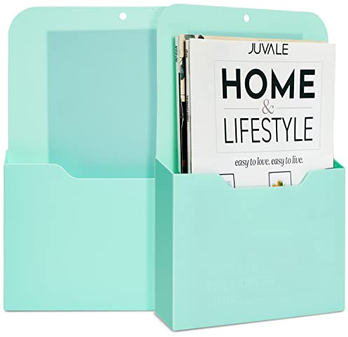 Okuna Outpost Magnetic File Holder - Space-Saving Wall File Organizer - Refrigerator & Cabinet Mail Organizer - Whiteboard Magnetic Folder Holder - Mint - 10 x 13 in - Pack of 2