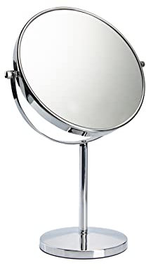 15 Tall Classic Round Desktop Makeup Mirror with Magnification, 8 Large Double-Sided 360° Swivel Free Standing Vanity Mirror, 1X/10X Magnifying Mirror with Stand for Bathroom & Bedroom, No Light