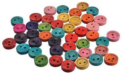 Lot de 100 boutons en bois 10 mm 2 trous petits boutons ronds pour bricolage, tricot, couture, vêtements de bébé