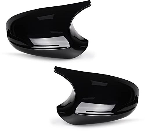 Asasytal Cache rétroviseur latéral, Capuchon de Miroir de Boîtier Compatible avec BMW E90 E91 E92 E93 E81 E82 E87 E88 LCI Modèle Facelifted, Coque de remplacement Noir brillant, 1 Paire