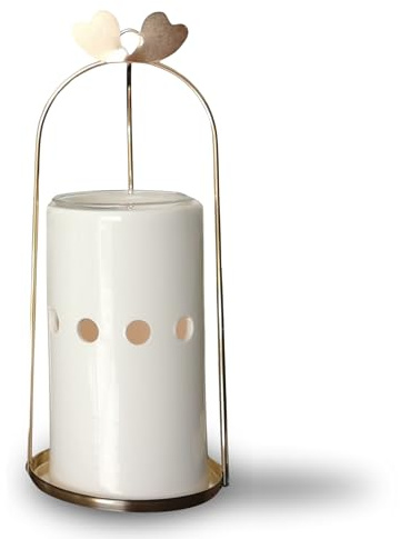 Burle Cinco Inspiration Parfym - Fondant brännare vax och doftvax diffusor - diffusor av eterisk olja och atmosfär doft - keramisk och metallljushållare höjd 18 cm - Zen'Arome