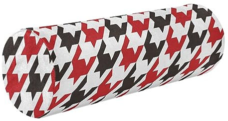 Rot Schwarz Hahnentritt Nackenrolle Kissen für Beine Massageliege Dekorative Nackenrolle Kissenbezug Runde Kissen Wurfzylinder Nackenrolle Kissen