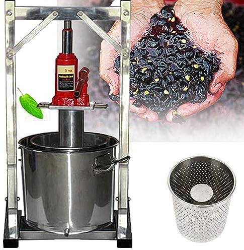 ZUMAHA Torchio per Frutta, 12l, 22l, 36l Spremiagrumi Manuale, Torchio per Frutta, Frantoio per UVA per La Vinificazione, 2 Botti in Acciaio Inossidabile, per Esterni, Cucina E Casa,36L