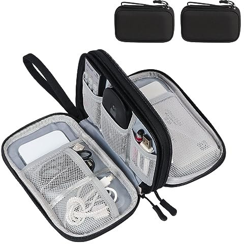 FYY Kabeltasche,Elektronik Tasche Organizer,Kabelorganizer Kabel Etui Elektronik Zubehör Organizer Tasche Universaltasche für Accessories Handy Ladekabel,Powerbank,USB Sticks,SD Karten,3layer,2Schwarz