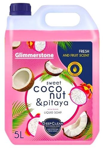 Megaa store Flüssigseife Handseife Seife fruchtig-süße Kokosnuss und Pitaya | Flüssig 5L 10L 15L 20L Glimmerstone (5 Liter)