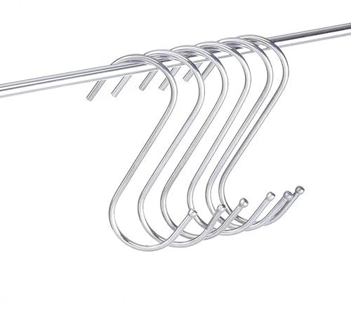 BOULTON S Hooks – Pack of 10 | S Hooks for Hanging Heavy Duty Hooks | S Shaped Hanging Hooks | Hangers for Clothes Kitchen Garden Pans Pots Coffee Cups Door | Sizes 7cm, 9cm and 12cm (S - 7cm)