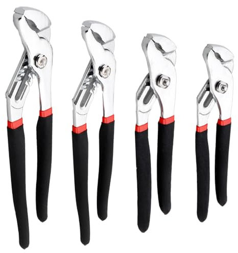 Juego de alicates para bombas ajustables, 4 piezas, 175 mm, 200 mm, 250 mm y 320 mm, pinzas para tubos de agua con asas antideslizantes