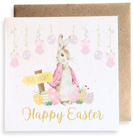 Second Ave Cute Pink Bunny Rabbit Easter Square Card Greeting Card for Girl