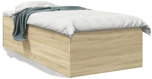 vidaXL Bettgestell, Bett Einzelbett für Schlafzimmer, Bettrahmen mit Lattenrost, Schlafzimmerbett Modernes Design, Sonoma-Eiche 75x190cm Holzwerkstoff