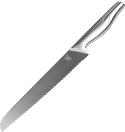 FACKELMANN Kefkock möter premiumbrödkniv – handslipad 20 cm blad, ergonomiskt handtag, rostfritt stål, foglös bearbetning – perfekt för exakt skärning