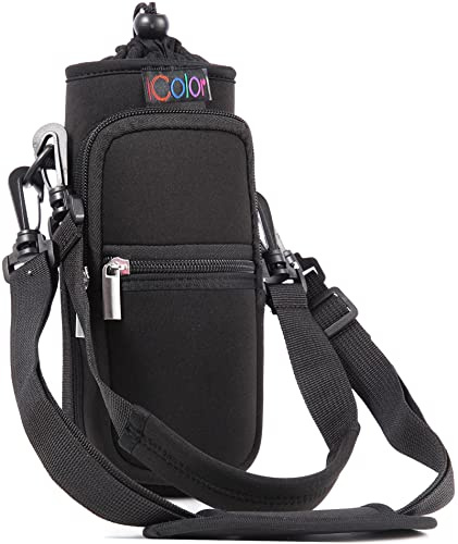 icolor Water Bottle Carrier Bag Holder 25/32/40oz,Adjustable Padded Shoulder & Handle Strap Sports Sling Hiking Pack,Insulated Neoprene Wide Mouth Bottle Pouch Sleeve