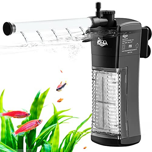 AQQA Aquarium Filter,Einstellbare Aquarium Innenfilter,Leiser 4.5W Aquarien Schwammfilter mit 300L/H Wasserpumpe,Aquarium Pumpe mit Filter für up to 120L Aquarium