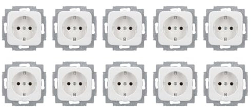 10 Stück Busch-Jaeger Reflex SI Set: 20 EUC-214 SCHUKO® Steckdosen-Einsatz Alpinweiß