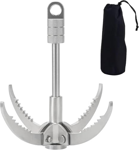 Aoiqttjnb Crochet intérieur Pliable en Acier Inoxydable Crochet à 4 Pointes - extérieur, Alpinisme, randonnée, Camping, Survie, équipement d'escalade Ultra - Léger