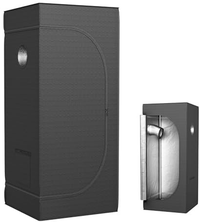 Aufun Grow Zelt, Grow Tent 60x60x140cm Growschrank für Pflanzen Zuchtzelt Gewächshaus Box Garten Anzucht Gemüse Kräuter Grow Schrank, Indoor Anbauzelt, Growroom für Blumen klein Tomaten Hydro Green