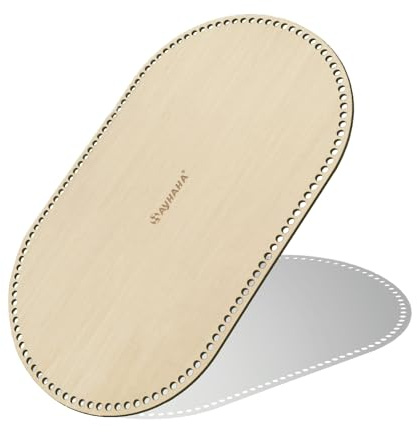 SAYHAHA 1 x naturträ oval 70 x 40 cm filt för pyssel, virkning eller stickning, vävning, heminredning (endast bas), hål: 1 cm (1 styck)