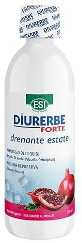 ESI Diurerbe Forte, Diuretico e Drenante a Base di Estratti Vegetali, Potassio e Magnesio, Favorisce il Drenaggio dei Liquidi in Eccesso, Elimina Gonfiore e Pesantezza, Gusto Melograno, 500ml