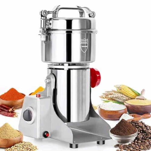 800g Spice Grinder Electric Grain Grinder Mill Stainless Steel 28000RPM High Speed Mill with Overload Protection and Timer for Kitchen Spice Herbs/Nut/Cereals