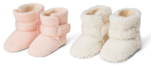 Amazon Essentials Bottines d'Hiver Confortables à Enfiler avec Fermeture Auto-Agrippante Mixte bébé, Lot de 2