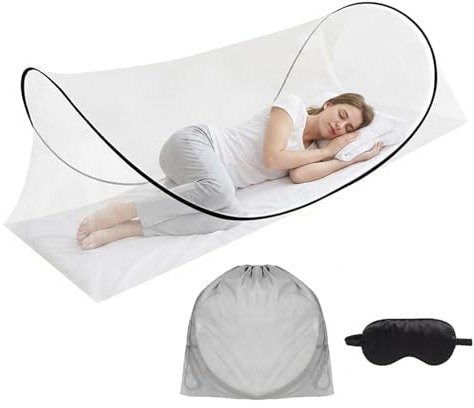 Mosquitera plegable, mosquitera con máscara para dormir, instalación fácil y rápida, tienda de mosquitos portátil para camping, viajes, aventuras al aire libre y uso en el hogar