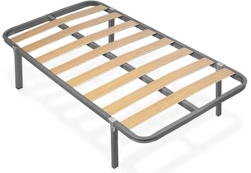 habithor - Somier de Láminas de Chopo con Estructura de Acero y Patas Incluidas | Medida: 90x190 cm | Altura 35 cm | Refuerzo Central | Fabricación Española